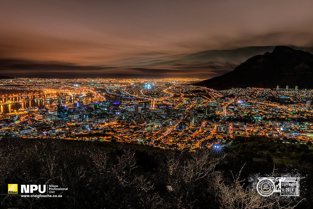 Night Cityscape from Signal Hill, Cape Town, South-Africa