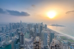 Hazy Dubai Sunset from Cayan Tower, Dubai Marina, Dubai, UAE