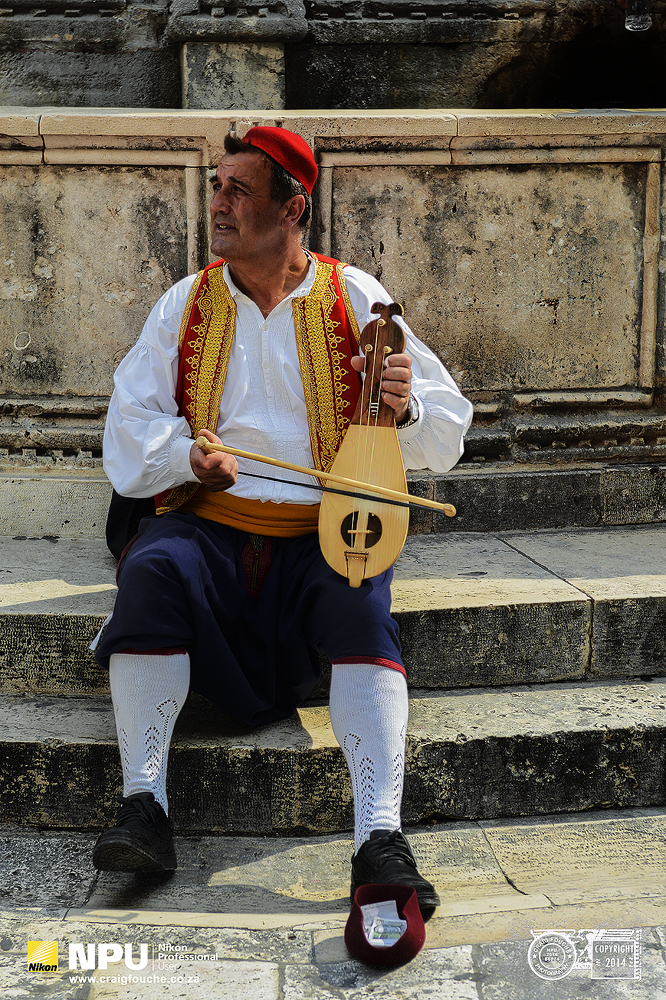 Traditional Musician Playing a Lijerica, Dubrovnik, Croatia